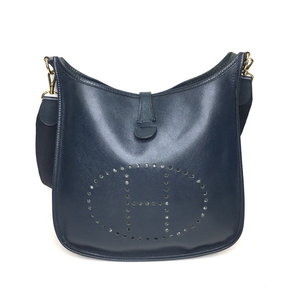 Hermes Handbags - Authentic HERMES Evelyne GM crossbody bag Indigo navy leather